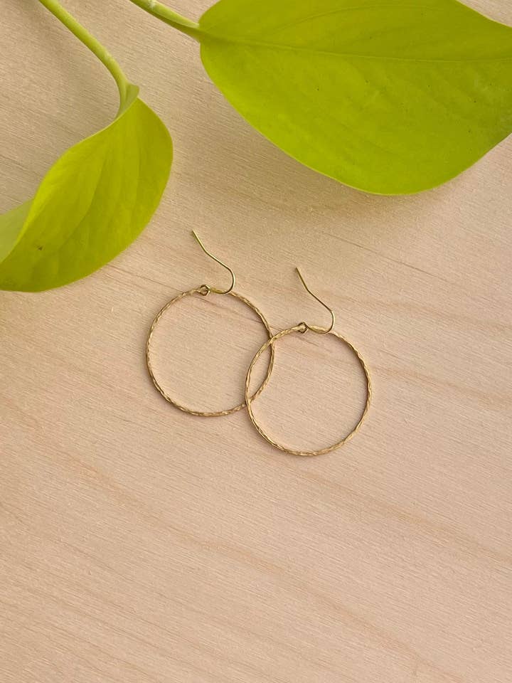 Hoop Earrings Hammered Brass Geometric Minimalist Boho for wholesale by Just Short and Sweet