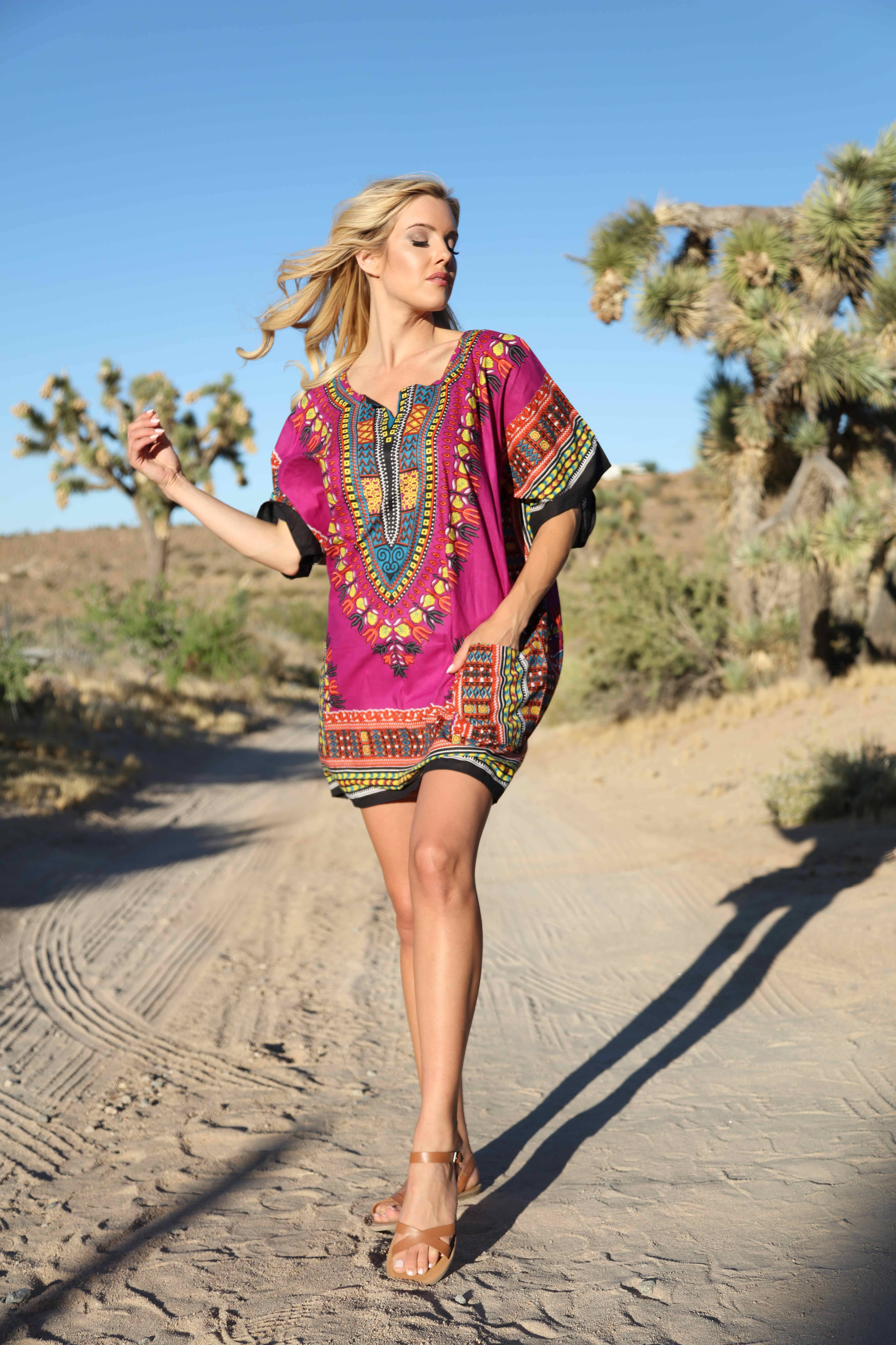 Ananda's Fashion - Wholesale Blouse - Women's - African Print Dashiki  Short Caftan Beach Cover up0