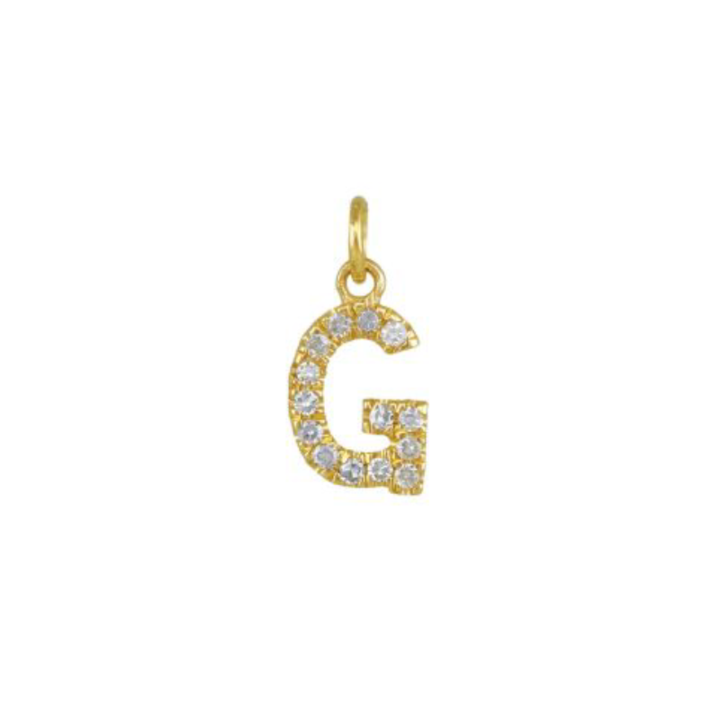 Ashley Schenkein Jewelry Design - Wholesale Pendant/Charm Necklace - Diamond Initial Charm 14K Yellow Gold Necklace9