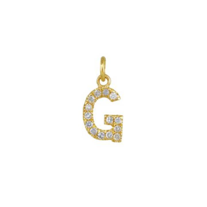 Ashley Schenkein Jewelry Design - Wholesale Pendant/Charm Necklace - Diamond Initial Charm 14K Yellow Gold Necklace9