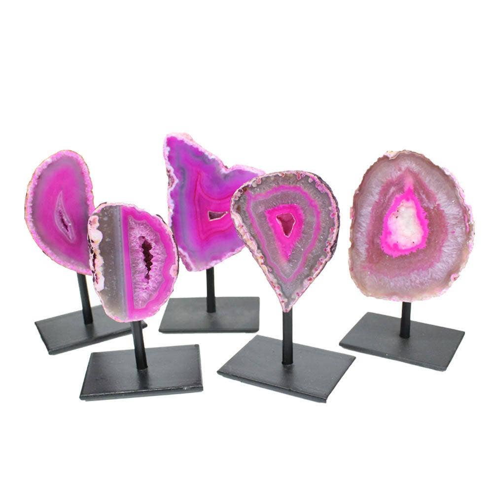 Rock Paradise - Wholesale Decorative Tabletop Object - Agate Geode Crystal Druzy Rock on Metal Base Home Decor13