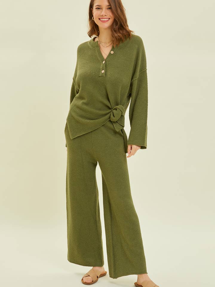 Heyson - Wholesale Knit Sweater - Women's - ESW1064P COMFY HI-LO OVERSIZED HENLEY SWEATER