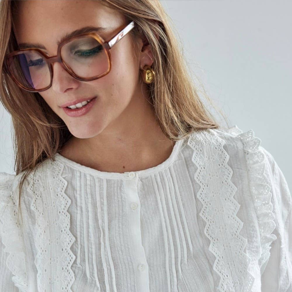 Bonheur du Jour – Blusa - Mulher por atacado – Blusa feminina Isla branca1