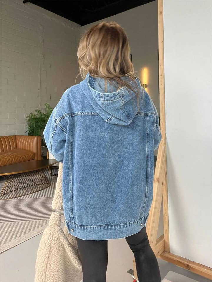 Rosa Clothing - Wholesale Hoodie - Women's - vintage washed denim pullover hoodie