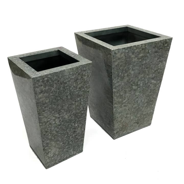 Wilco Home - Wholesale Vase - Set Of 2 Square Printed Granite Design Vases0