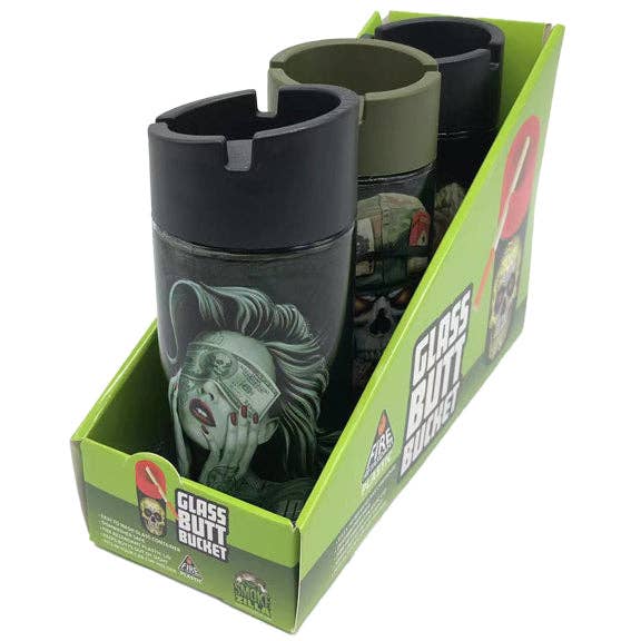 Smokezilla Glass Butt Bucket Ashtray Assortment - 3/Display for wholesale by Novelty Brands