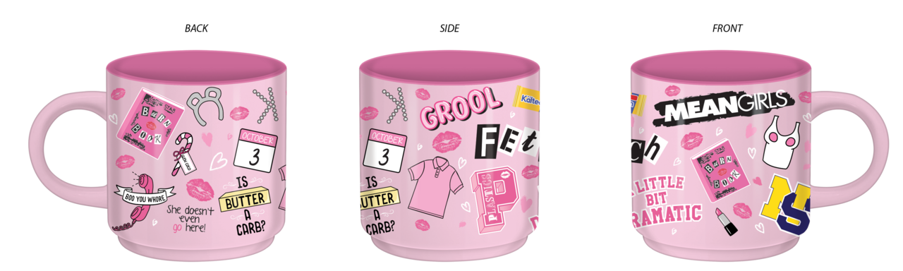 Silver Buffalo - Wholesale Coffee Mug - Mean Girls Pink 13oz Single Stackable Ceramic Mug0