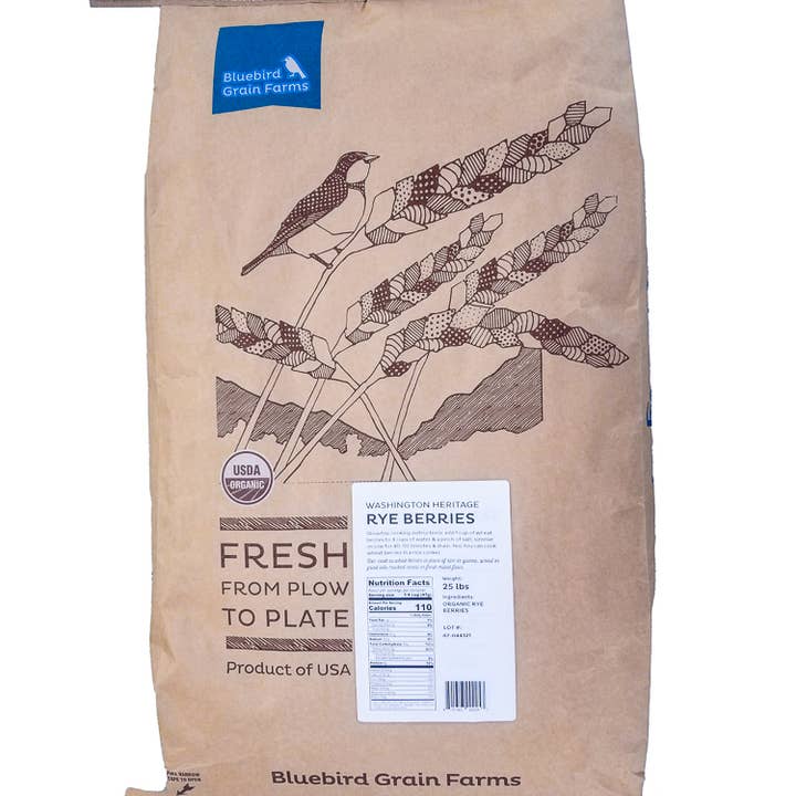 Organic Rye Berries - 25 lb for wholesale by Bluebird Grain Farms