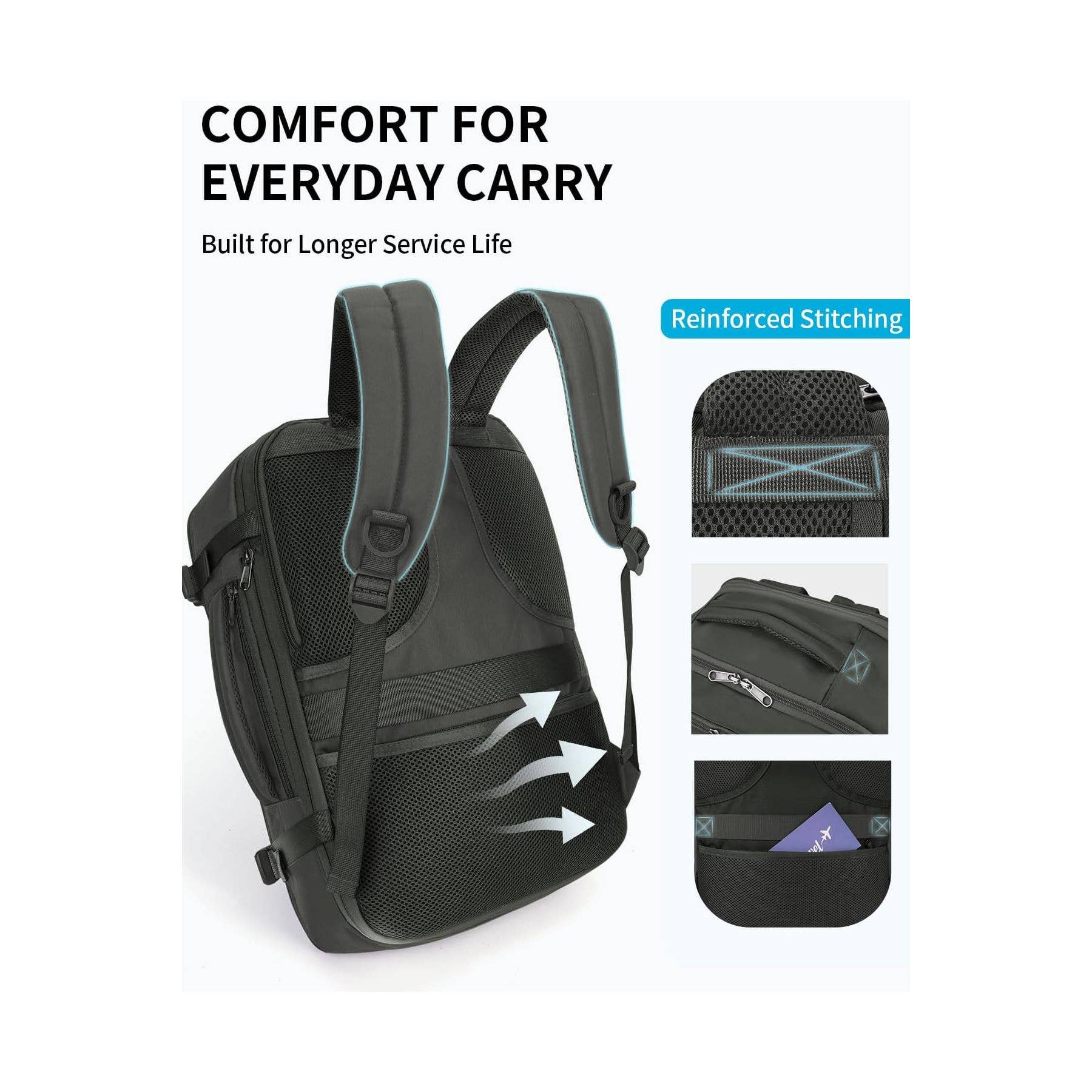 wandf - Vendita all'ingrosso Zaino - Unisex - Zaino da viaggio ECOHUB Carry On per laptop da 17 pollici, 12 tasche14