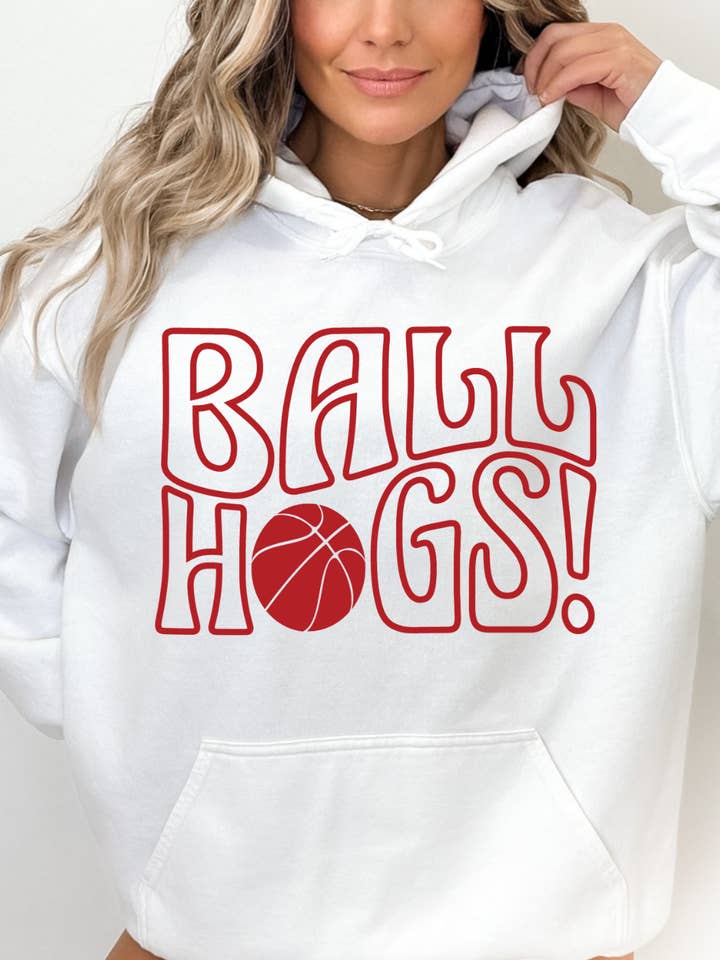 Ball Hogs Arkansas Basketball Adult Hoodie (Red) for wholesale by Uncommon Label