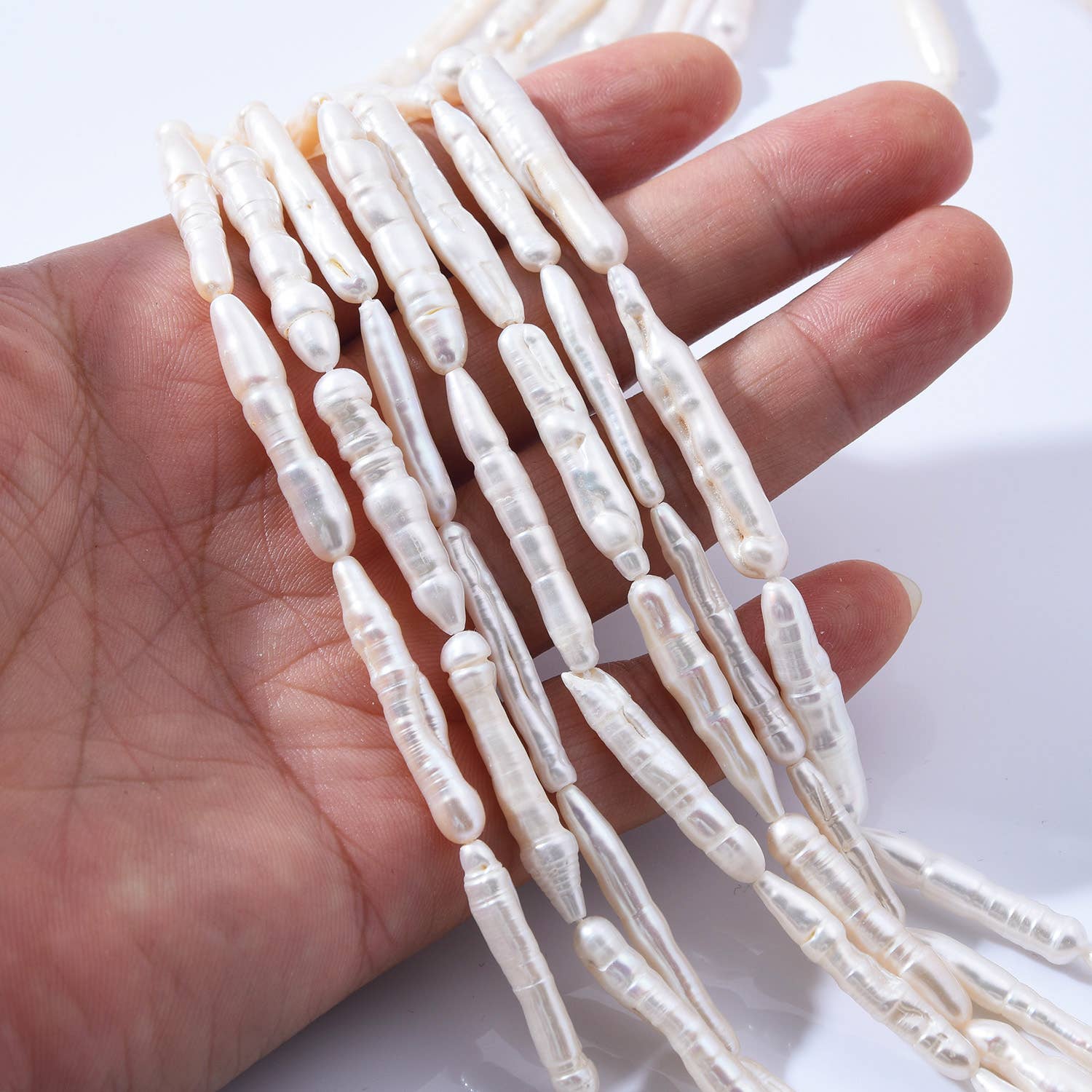 Beads Creation - Wholesale Beads - Top to Bottom Drill Pearl Bead Toothpick Pillar Pearl FWP0111