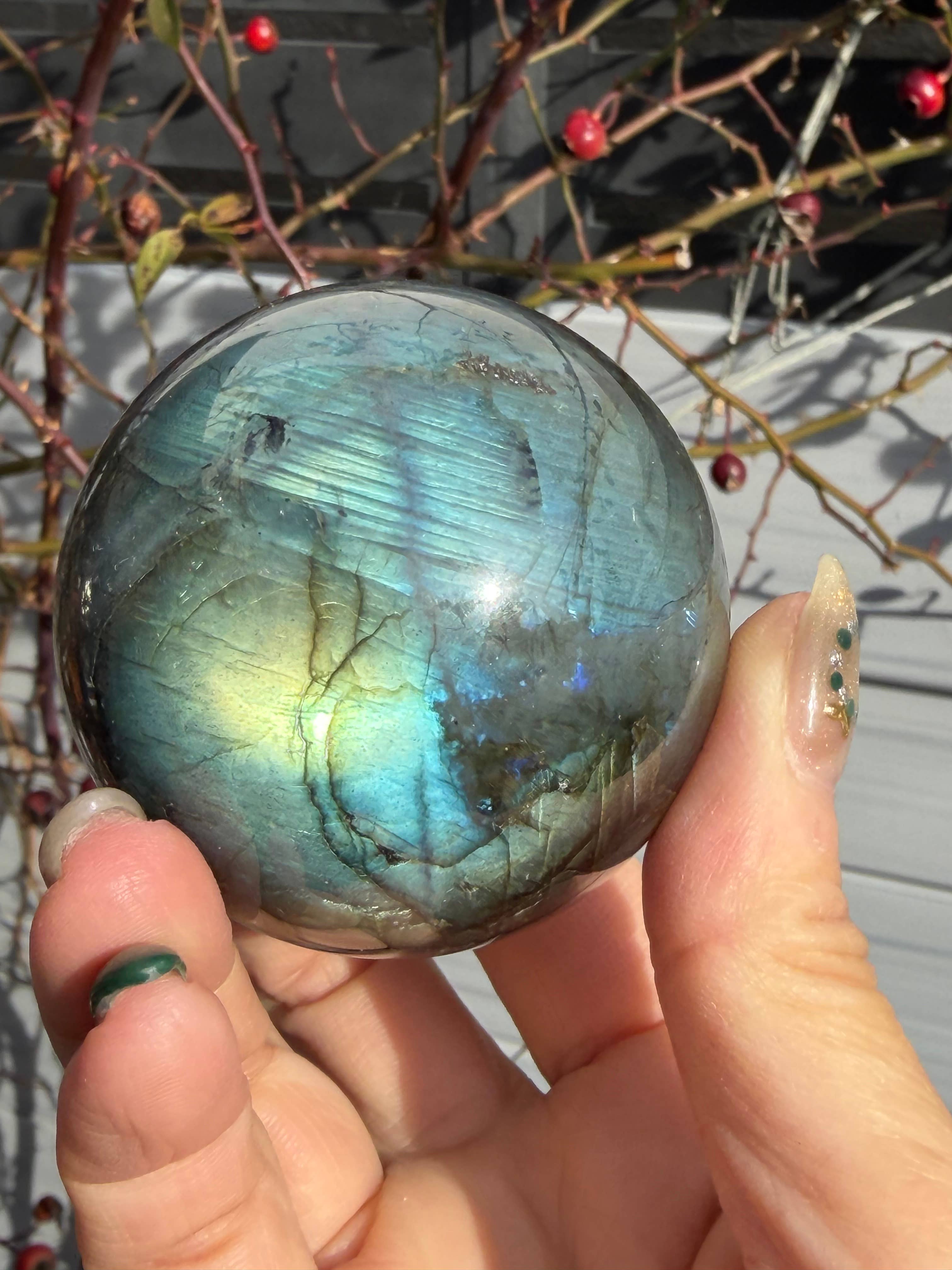 KayleeNYC - Wholesale Spiritual Stone/Crystal - 3-4 Pcs Natural Labradorite Sphere Crystal Ball healing 14