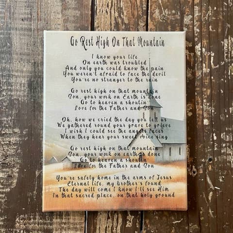 Rustic Nester - Wholesale Art Print - Go Rest High on that Mountain Canvas art print, old church