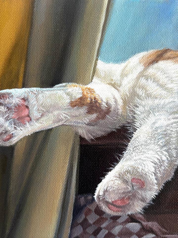 Print of Cat Toe Beans: White Cat in Window Home Decor for wholesale by mohrdoesart