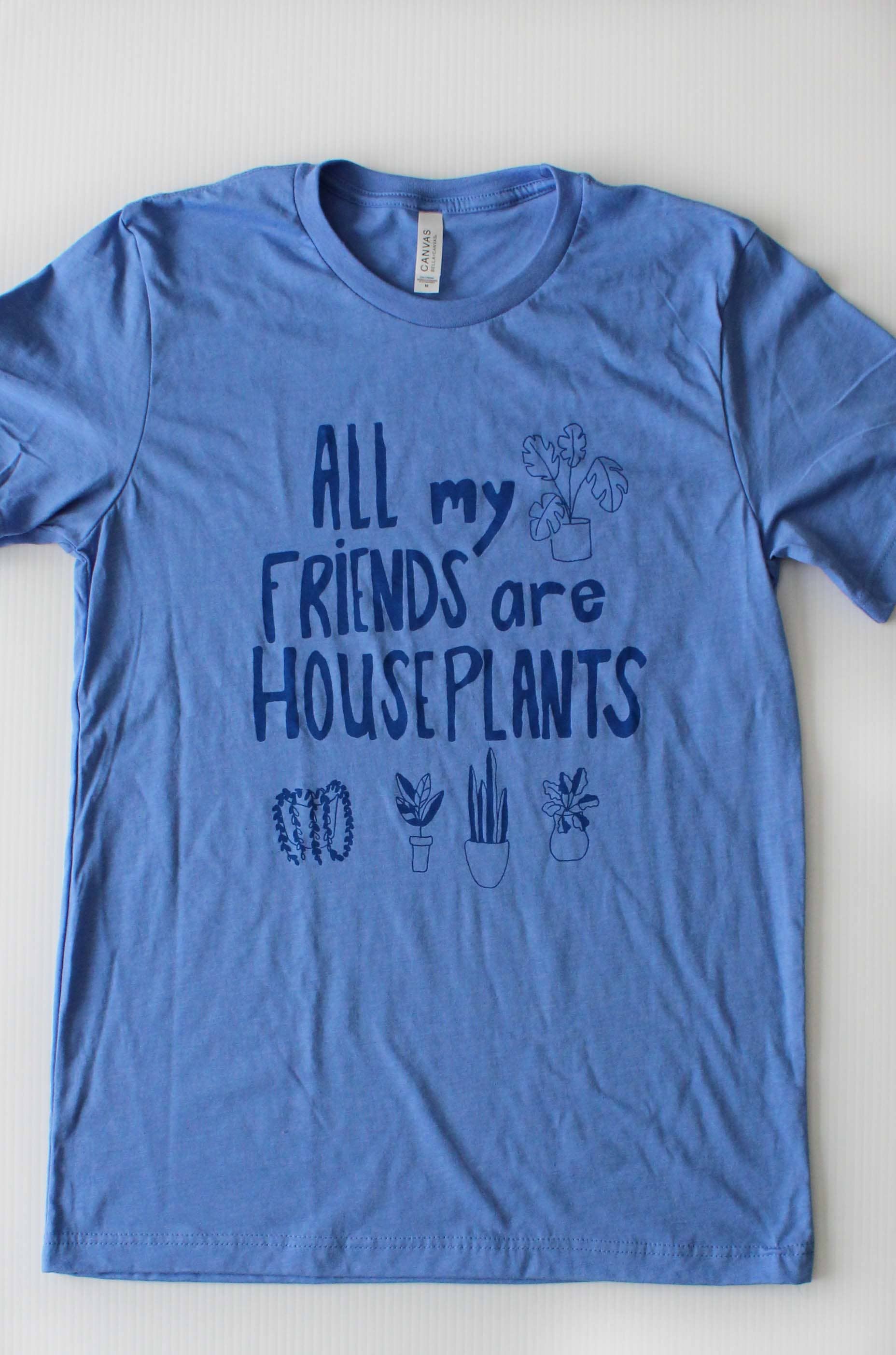 Yonder Studios - Wholesale Screen Printed T-Shirt - Unisex - Houseplants Shirt on Blue3