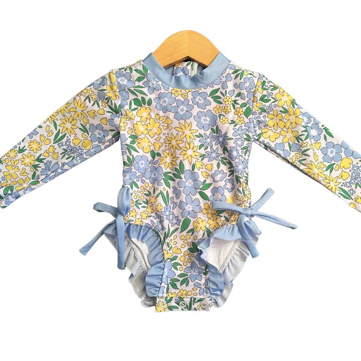 Beck & Gray - Wholesale One Piece Swimsuit - Kids - GIRLS SUMMERTIME BLUES LONG SLEEVE ONE PIECE SWIM0