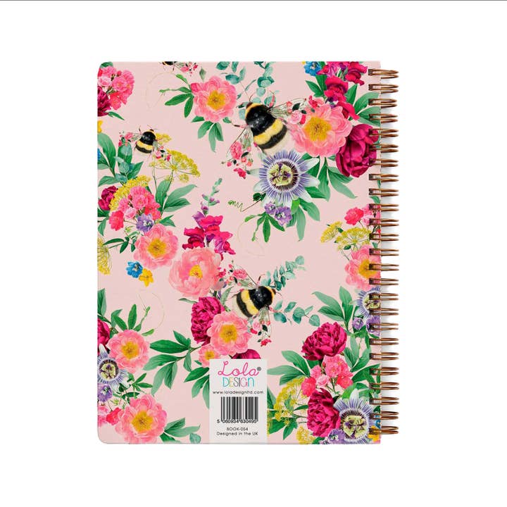 Lola Design Ltd - Wholesale Notebook - Wiro Bound pink patterBee Luxury Organiser Notebook3