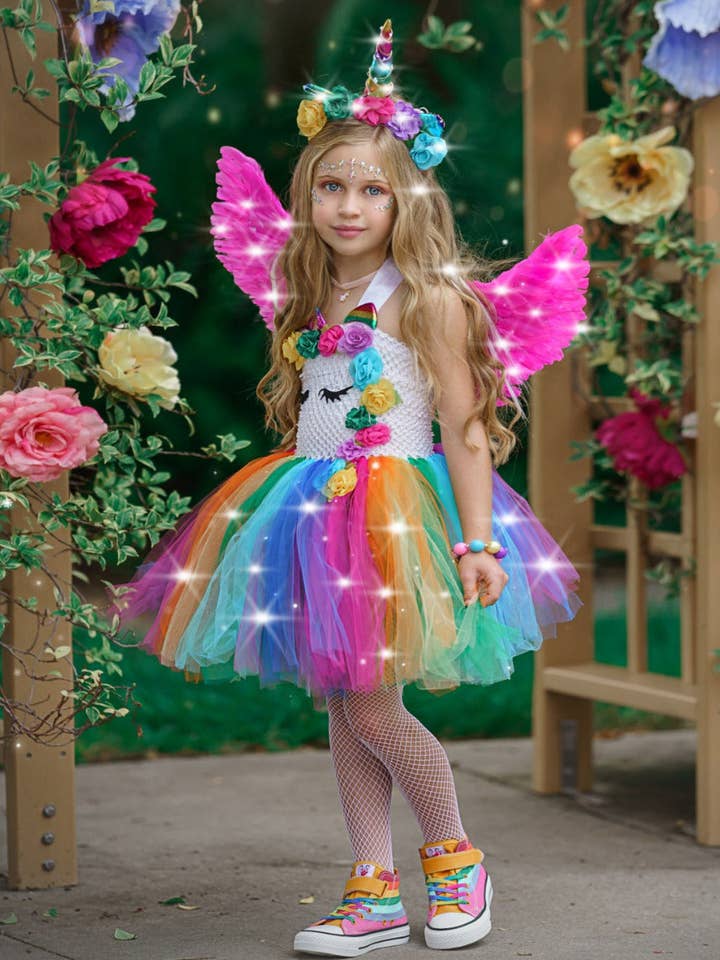 Multicolor Girls The Unicorn of Light LED Tutu Dress and Headband Set for wholesale on Faire