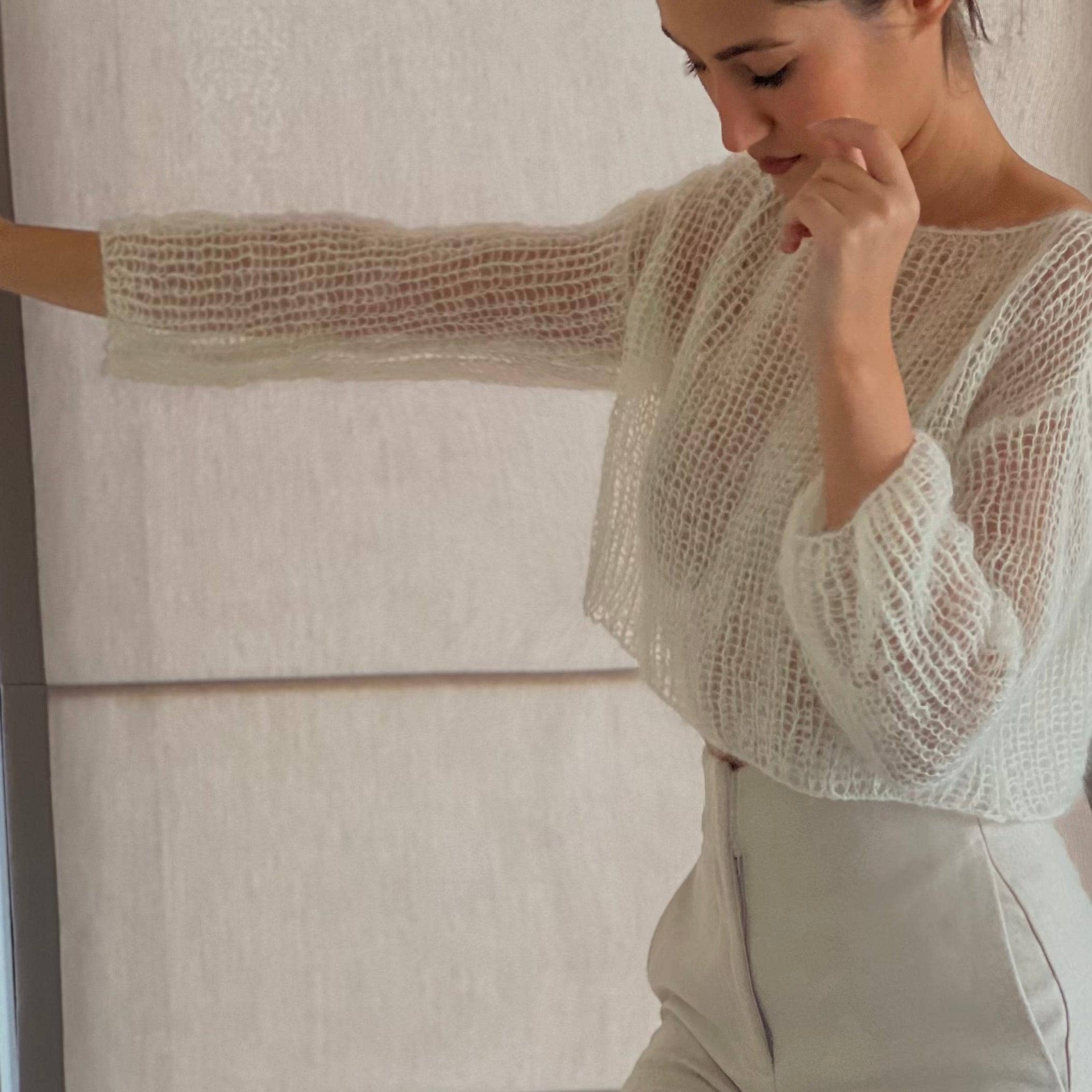 ROSYLEIA - Vente Pull en maille – femme - Pull court délicat en mohair7