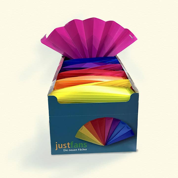 justfans - Wholesale Handheld Folding Fan - Self-sealing compartments, counter box sorted by color