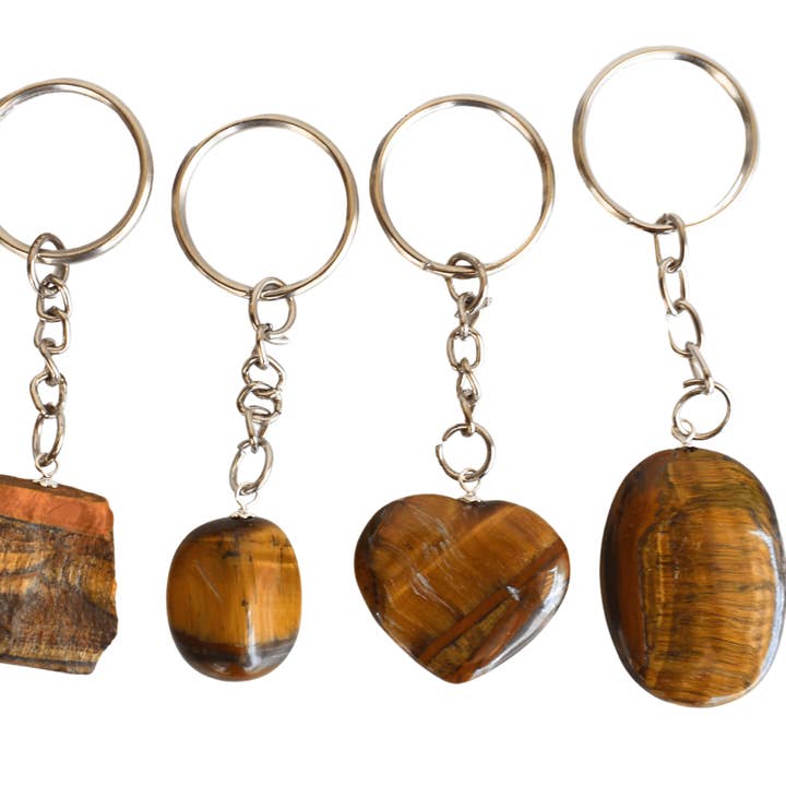 Gemstone Keychain | Tiger Eye | Crystal Stone Keyring for wholesale by Soothing Crystals