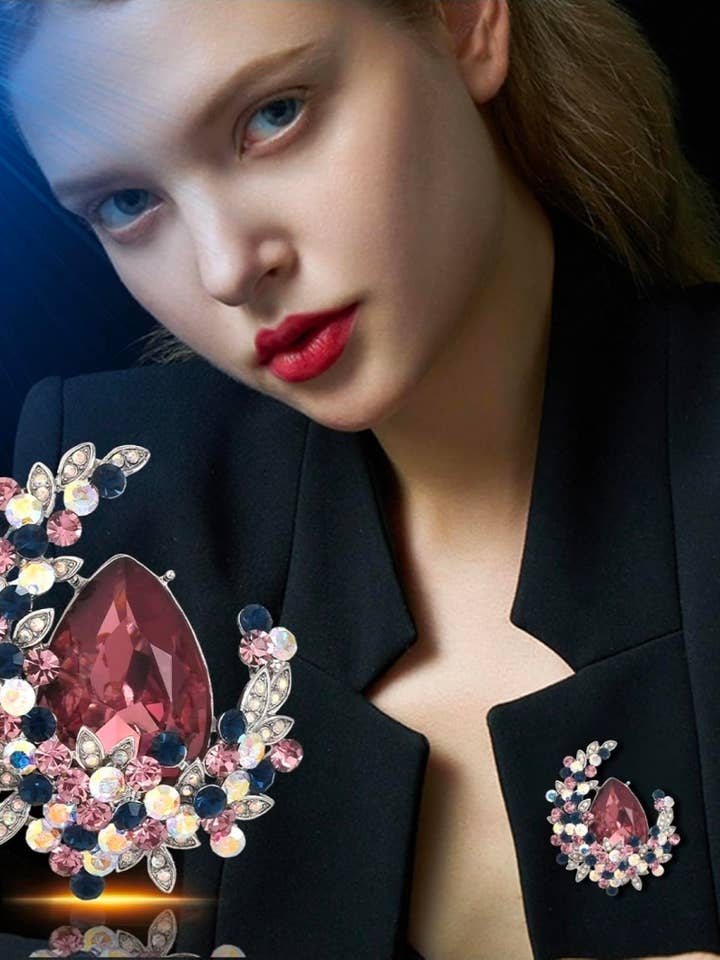 Maanlicht broche, paarse kristallen broche, krans broche speld voor wholesale door Happy Dream Gifts