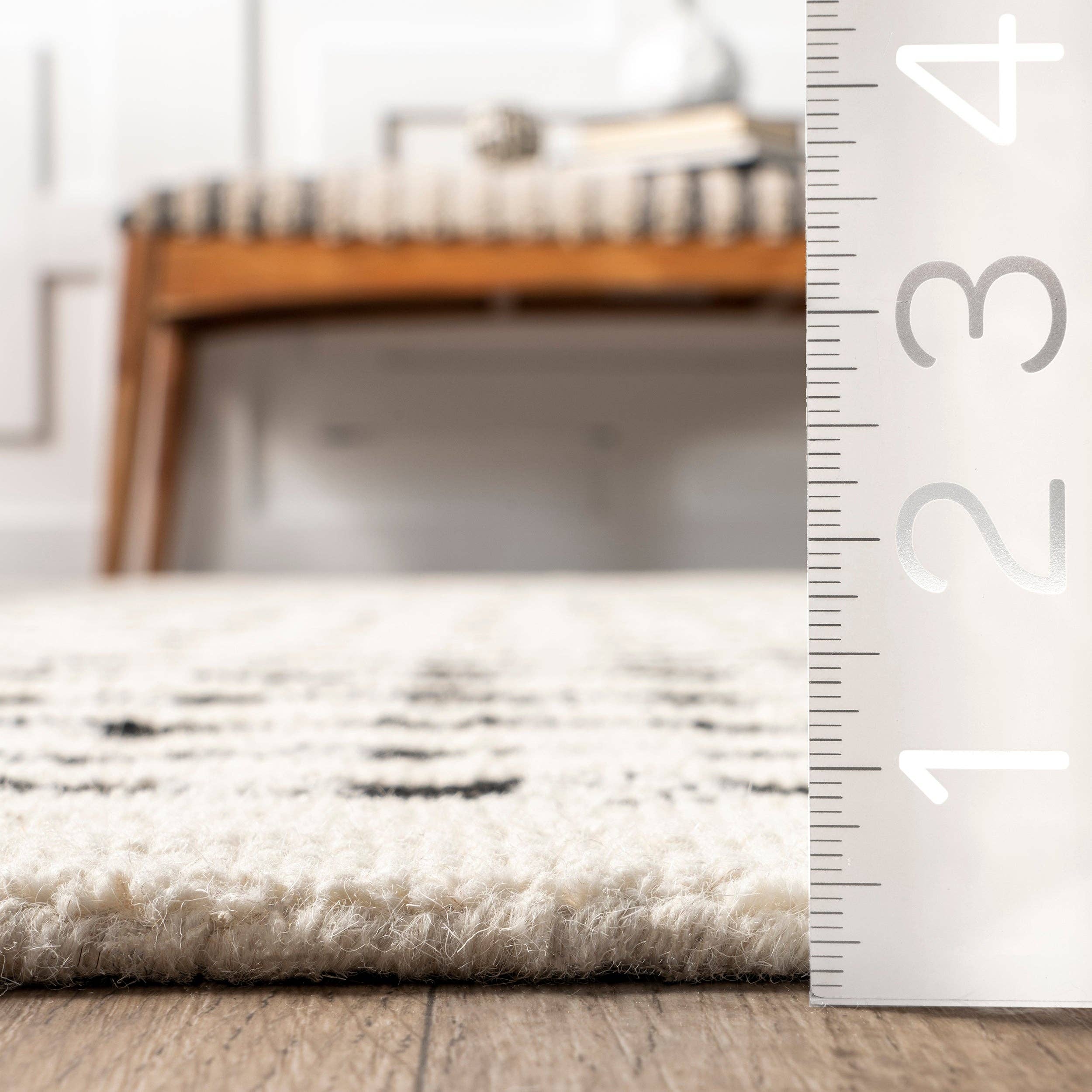 Ivory Adahlia Checkered Wool Area Rug for wholesale on Faire1