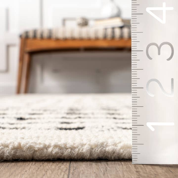 Ivory Adahlia Checkered Wool Area Rug for wholesale on Faire1