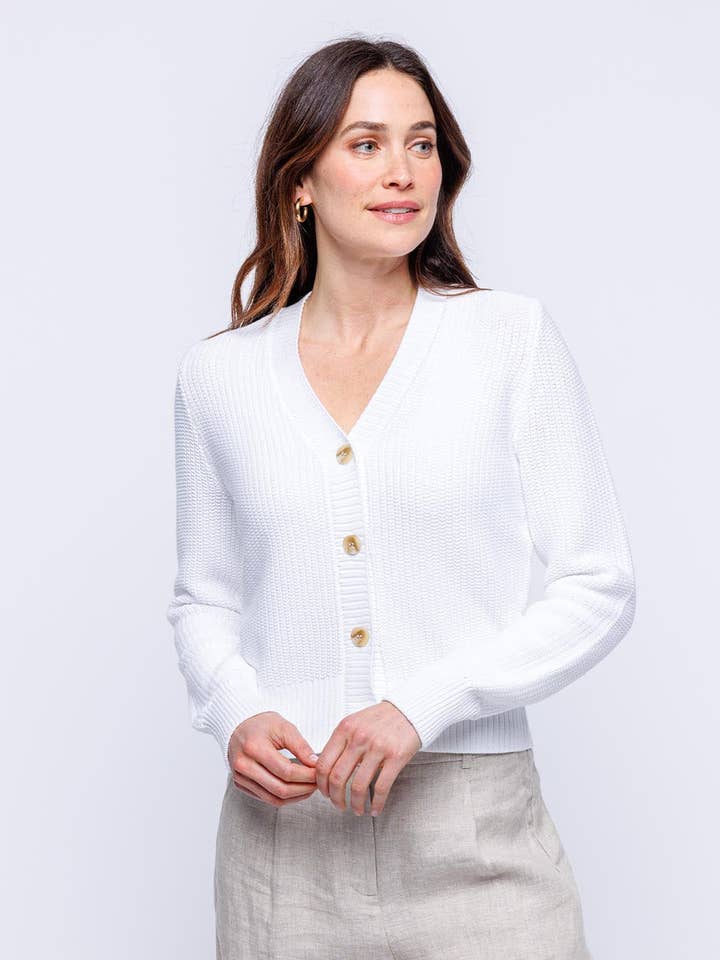 Tekstureret beskåret cardigan for engroshandel hos Pura Cashmere