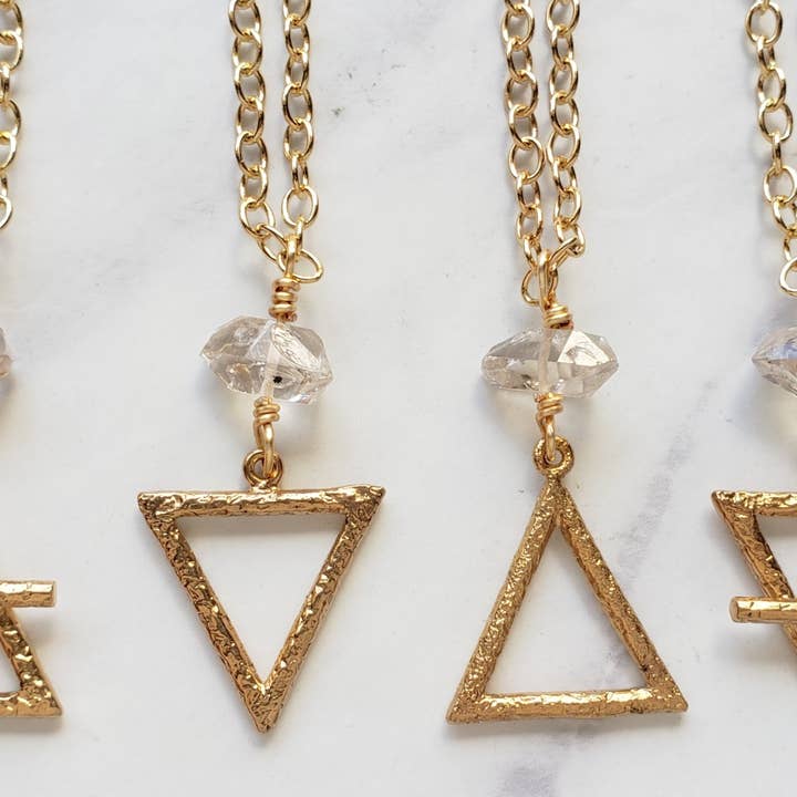 Dreamers of Dreams - Wholesale Pendant/Charm Necklace - Gold Alchemy Element Necklaces Fire, Water, Air, Earth