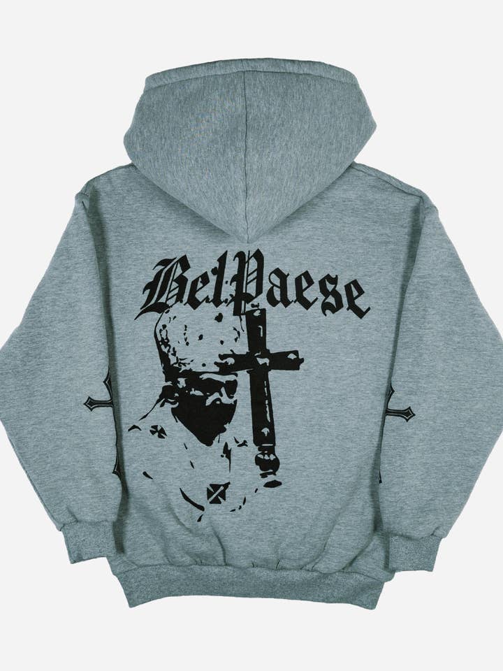 Camisola com capuz corte boxy BelPaese por atacado de Nero Ottico