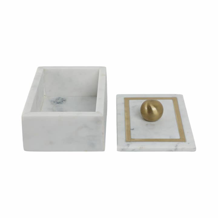 Sagebrook Home - Wholesale Decorative Box - Marble Rectangular Box with Removable Lid - White, 7 in.8