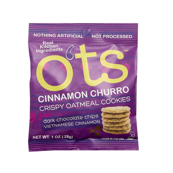 O'ts Cookies - Wholesale Biscuit - O'ts Churro Con Chocolate Oatmeal Cookie SingleServe 1oz bag