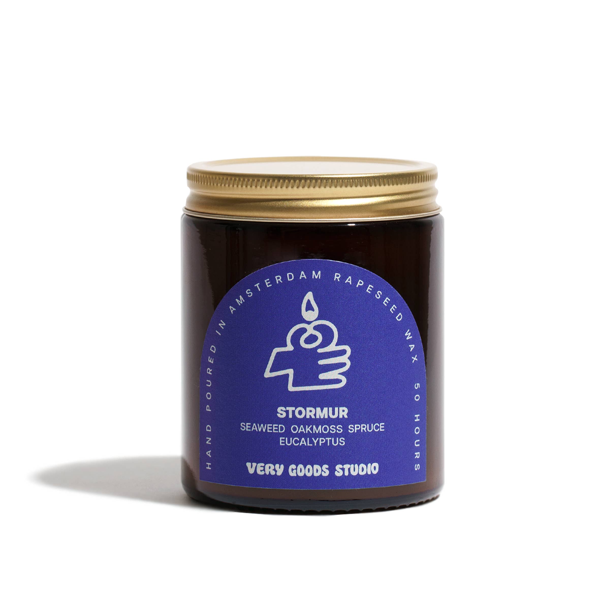 Very Goods Studio - Wholesale Pot/gevulde kaars - STORMUR/170 ml/45-50 uur amberkleurige glazen potten