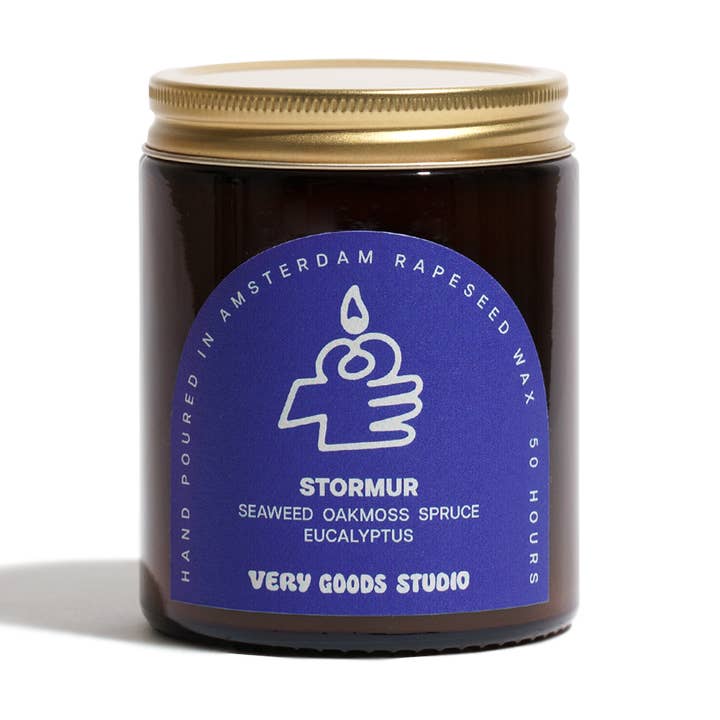 Very Goods Studio - Wholesale Pot/gevulde kaars - STORMUR/170 ml/45-50 uur amberkleurige glazen potten0