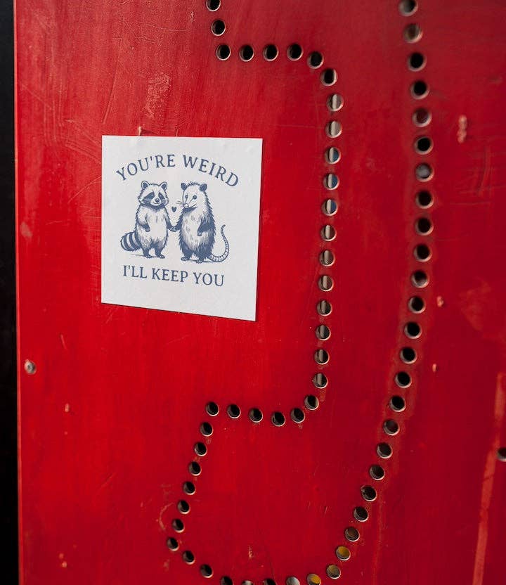 House of Swank Clothing - Wholesale Sticker - You're Weird I'll Keep you Possum + Raccoon Sticker2