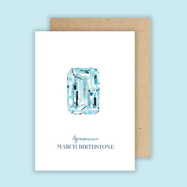 Pierre de naissance de mars en aigue-marine : intérieur vierge de 5 x 7 po pour la vente par Jess Brock Designs