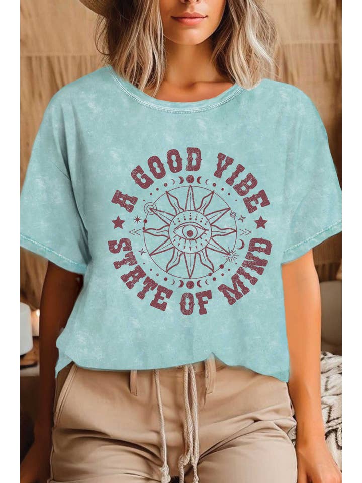 Rustee Clothing - Wholesale Screen printed t-shirt – Women′s - A GOOD VIBES EVIL EYE MINERAL GRAPHIC TSHIRTS3