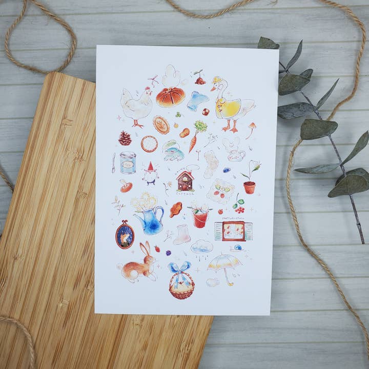 Impression d'art Cottage Pluvieux pour la vente par PrettyBoiStudio