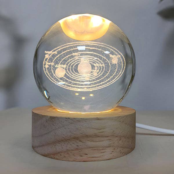 Showcase - Wholesale Decorative Tabletop Object - CelestiaGlow LED Crystal Ball With Wooden Base (Multiple Styles)
