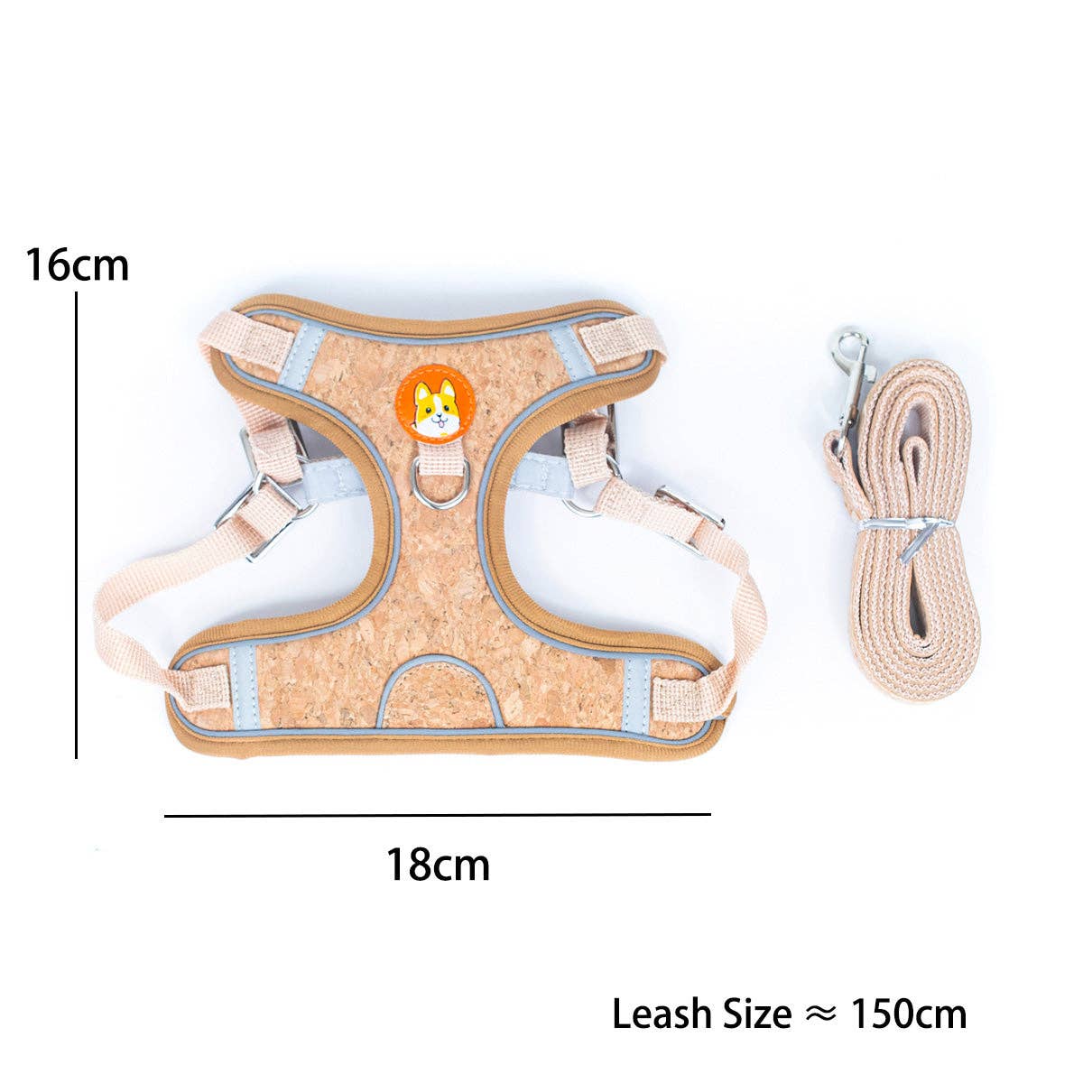 Meninas Bonitas Cork - Venta al por mayor Arnés - Perros - Set de arnés y correa de corcho para perros pequeños - Cómodo y ecológico7