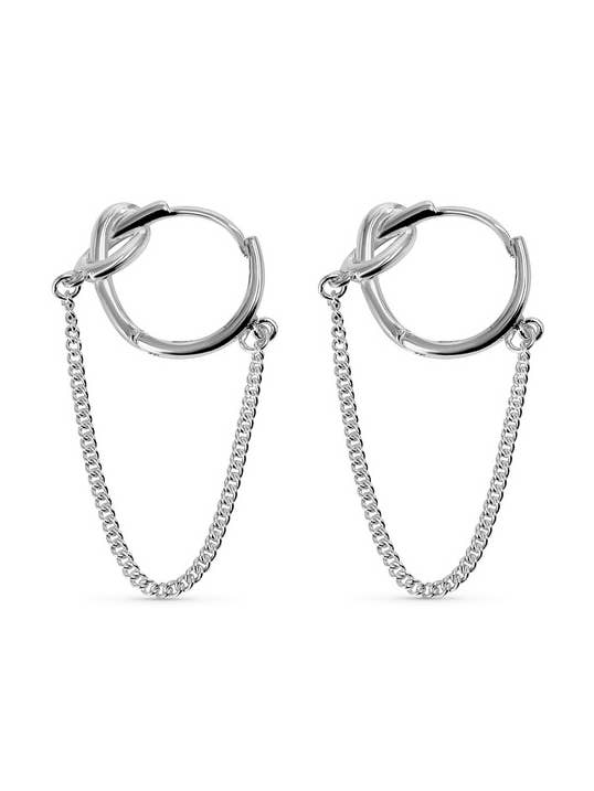 Silver Dangle Chain Knot Hoop for wholesale by Human Design Studios