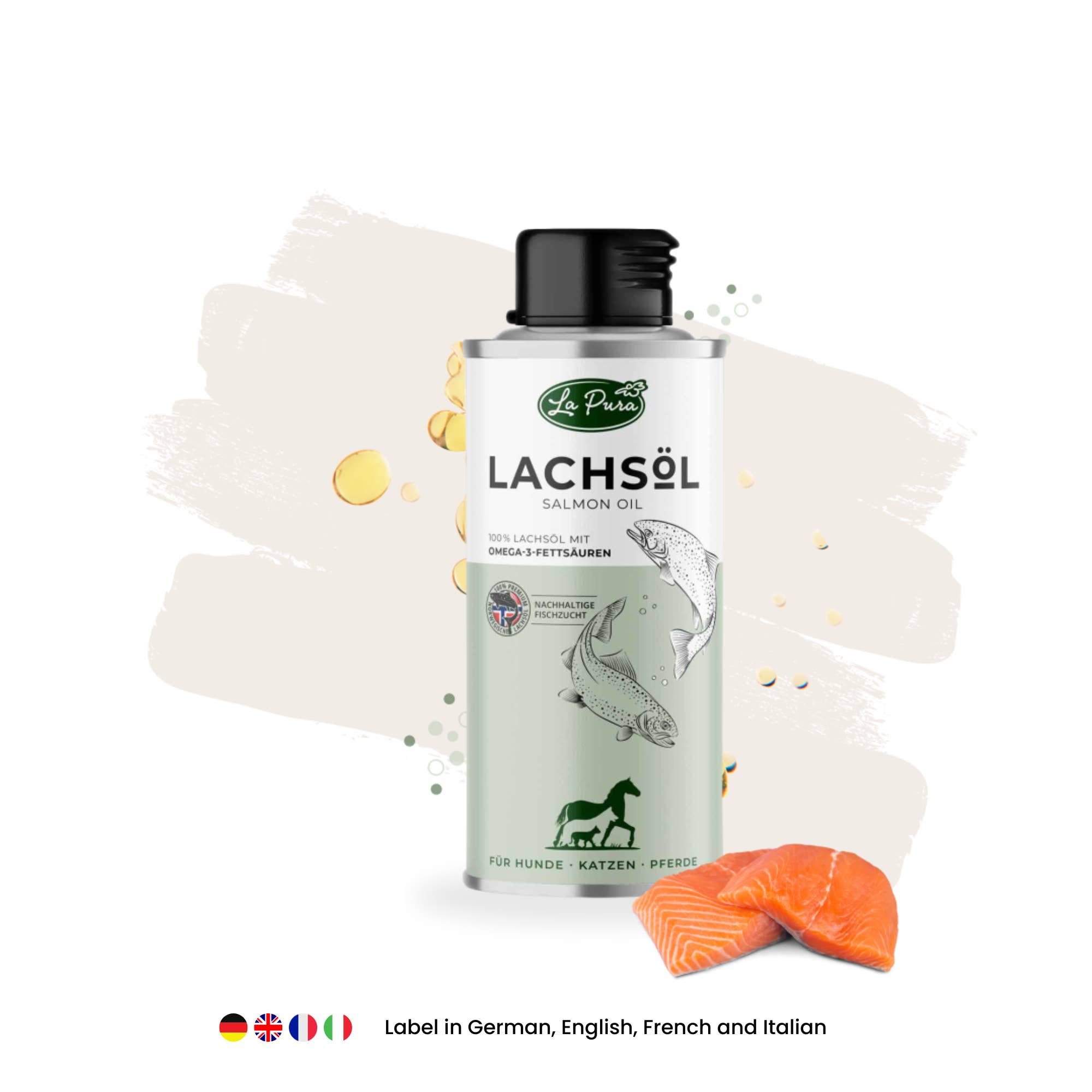Kauartikel.com GmbH - Vente Compléments alimentaires – chat et chien - Huile de saumon LaPura 250 ml