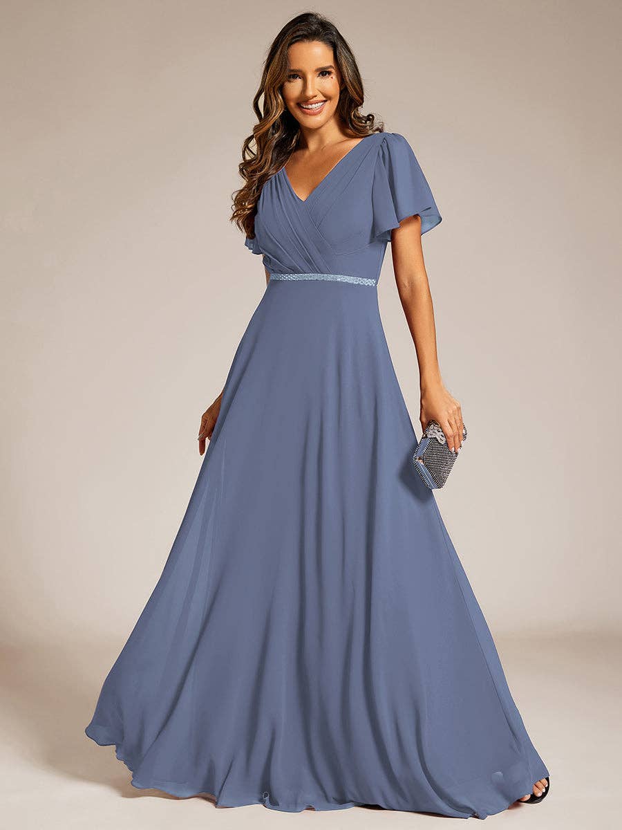 Ever-Pretty - Wholesale Gown - Women's - Midi Length Ruffles Sleeves Chiffon Dresses28