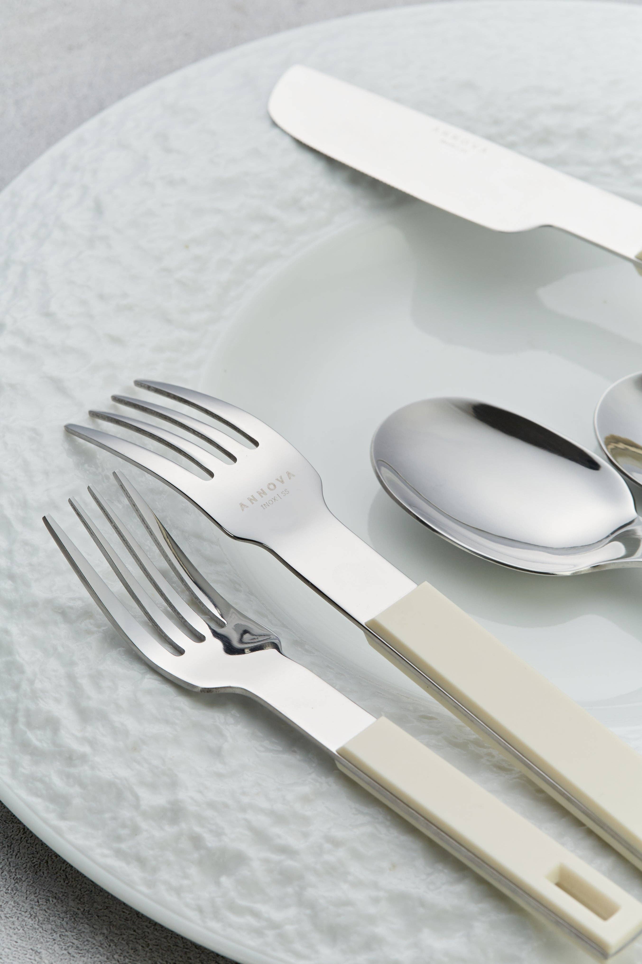 ANNOVA - Wholesale Flatware Set - ANNOVA Block Handle Silverware Set 20 Pieces Color Modern Style Flatware19