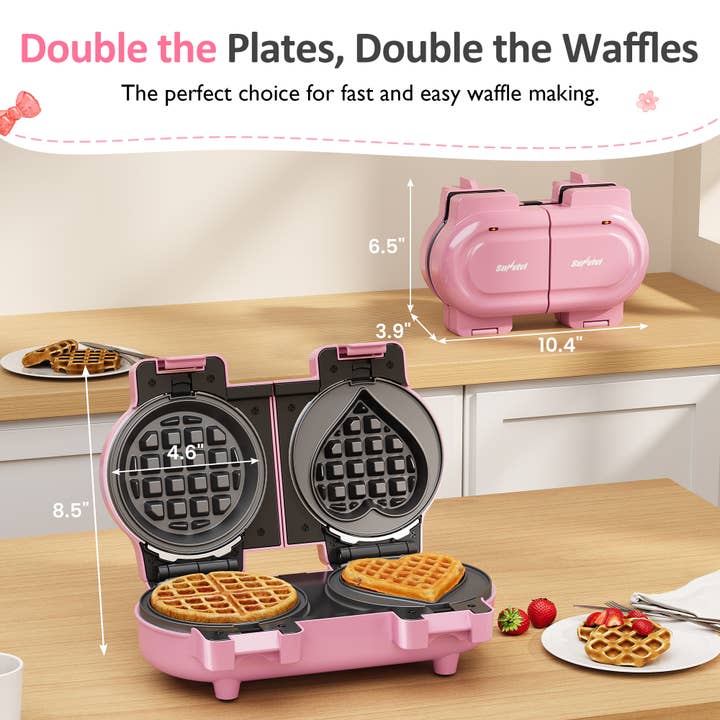 Heynemo - Wholesale Kitchen Appliance - Double Belgian Waffle Maker with Removable Nonstick Plates4