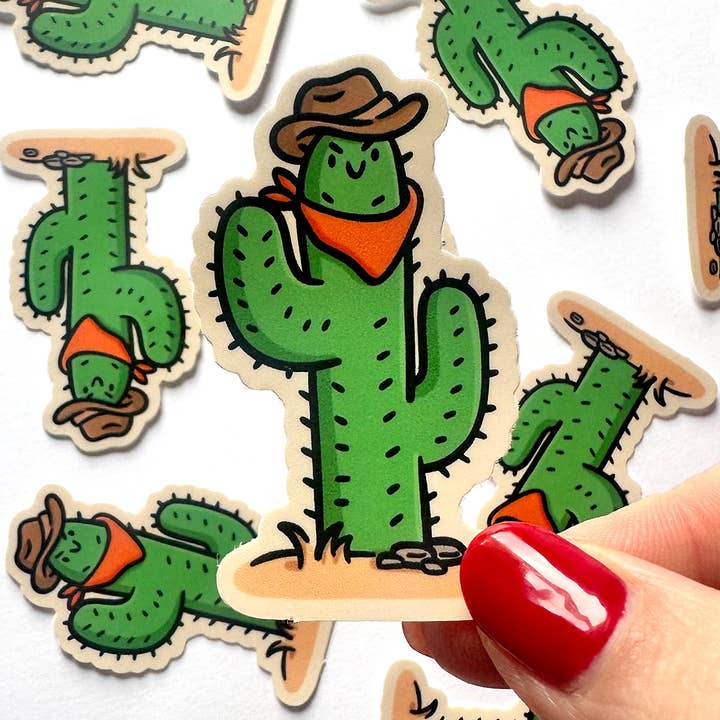 Cowboy Cactus Mini Sticker for wholesale by Shop Emily M