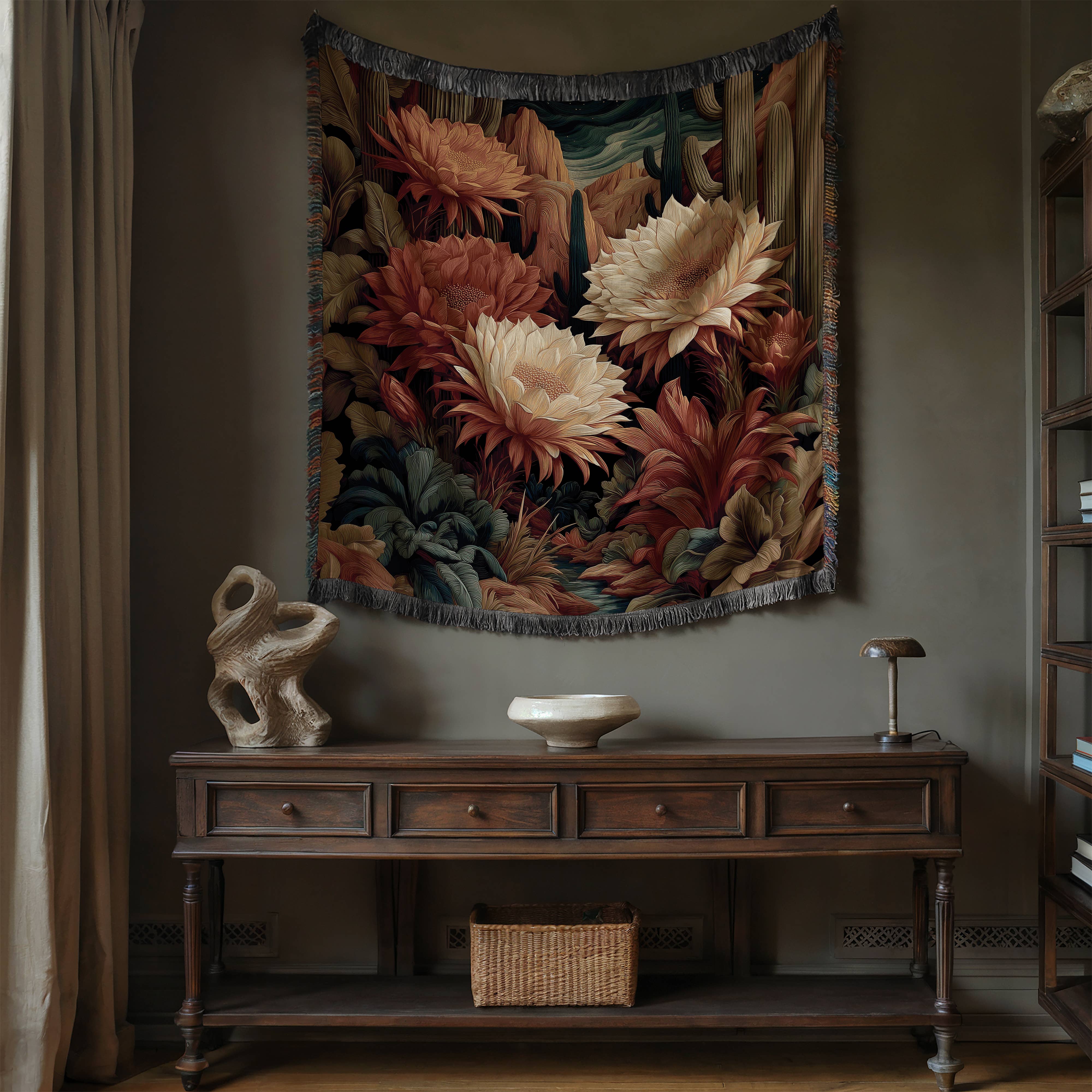 CasaIuliia - Wholesale Throw Blanket - Desert Cactus Bloom Woven Blanket, Southwestern Floral Decor7