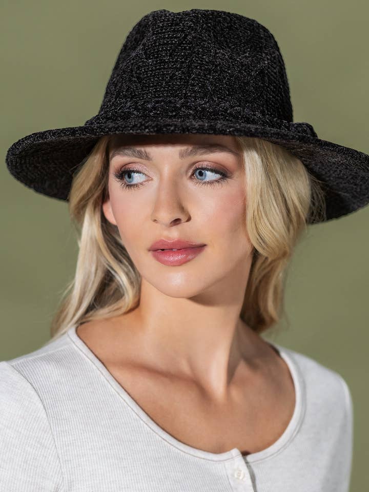 Chenille Pattern Fedora With Breaded Band for wholesale by Urbanista