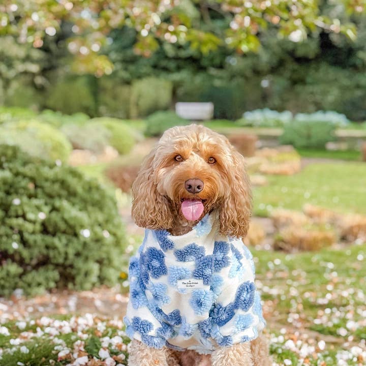 The Paw Print Boutique - Wholesale Pet jumper – Dog - The Bluebell Blue Floral Fleece5